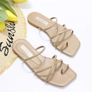 Toe Loop Square Toe Sandals